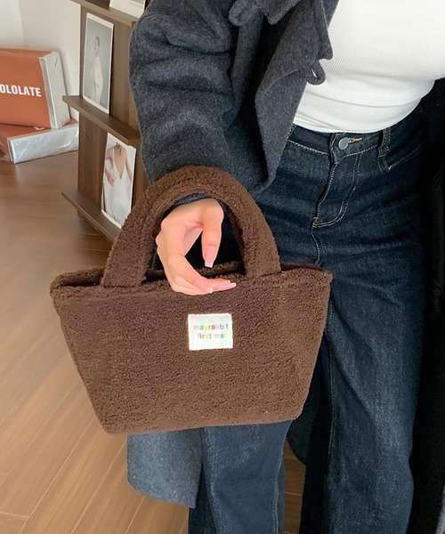 Mignonjour(ミニョンジュール)の「Mignonjour/もこもこミニトートバッグ M2857(トートバッグ・レディース・ベージュ/ブラウン/グレー/ホワイト・FREE)」の10枚目の写真