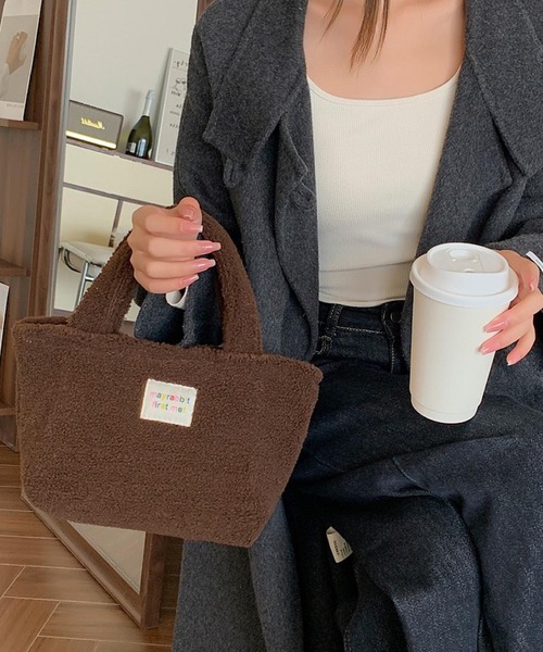 Mignonjour(ミニョンジュール)の「Mignonjour/もこもこミニトートバッグ M2857(トートバッグ・レディース・ベージュ/ブラウン/グレー/ホワイト・FREE)」の11枚目の写真