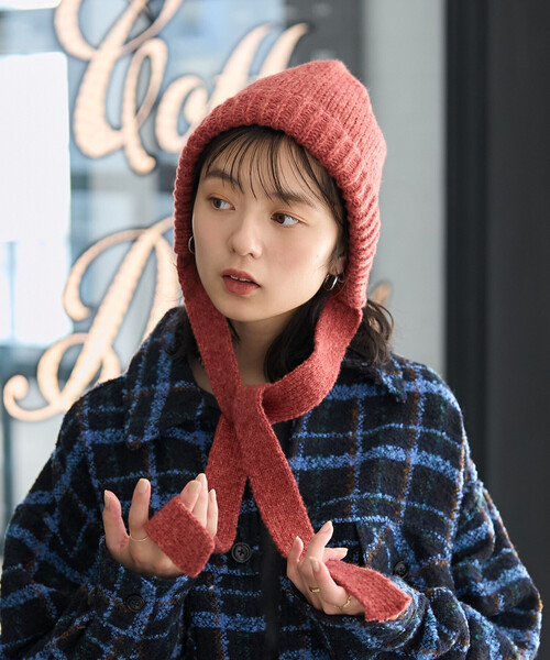 FREAK'S STORE（フリークスストア）の「ニット ボンネット（ニットキャップ/ビーニー・レディース・グレー/オフホワイト/ピンク・ONE SIZE）」の4枚目の写真