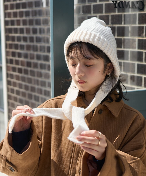 FREAK'S STORE（フリークスストア）の「ニット ボンネット（ニットキャップ/ビーニー・レディース・グレー/オフホワイト/ピンク・ONE SIZE）」の10枚目の写真