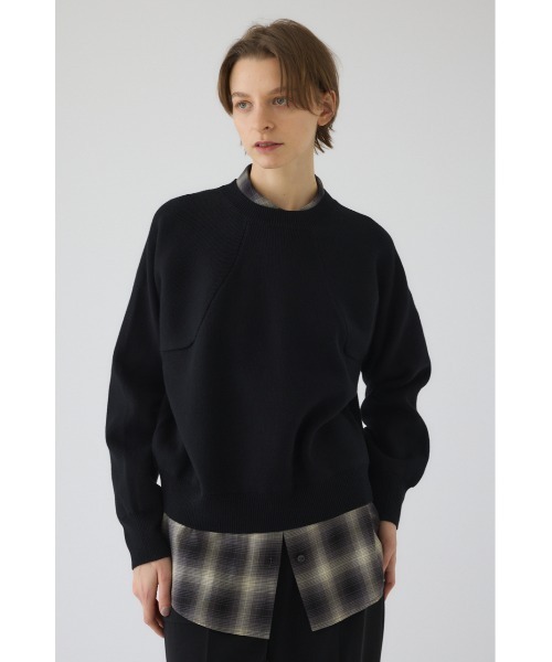 RIM.ARK バックボタンアシメニット 黒 新品未使用 タグ付き Elastic touch basic knit エラスティックタッチベーシックニット