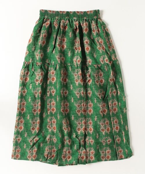 sandy（サンディー）の「プリントタックギャザースカート（スカート・レディース・グリーン/ベージュ/ネイビー/その他・FREE）」の3枚目の写真