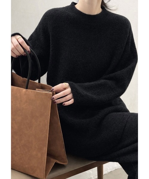 FAVORITO(ファヴォリート)の「ニットトップスワイドパンツセットアップ(セットアップ・レディース・ベージュ/モカ/ブラック・F)」の18枚目の写真