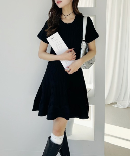 26SS 先行予約】半袖 ニット フレアミニワンピ（ワンピース）｜Ada
