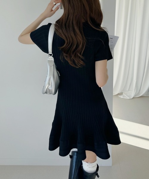 Ada.(エイダ)の「半袖 ニット フレアミニワンピ(ワンピース・レディース・ブラック/チャコール/ピンク・S/M)」の14枚目の写真