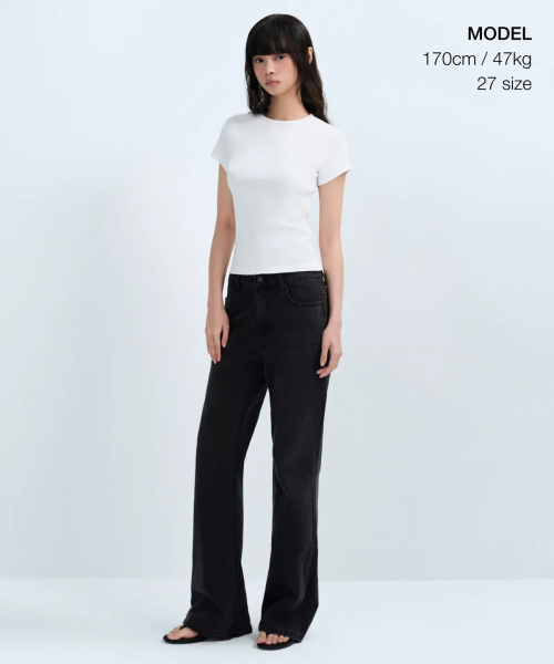 MUSINSA STANDARD WOMAN（ムシンサスタンダードウーマン）の「ウィメンズブーツカットデニムパンツ[ウォッシュドブラック]（デニムパンツ・レディース・その他・24/25/26/27/28/29/30）」の12枚目の写真