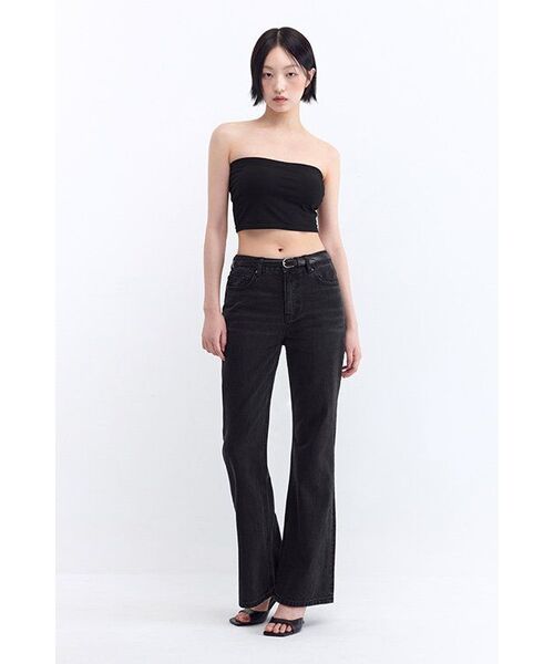 MUSINSA STANDARD WOMAN（ムシンサスタンダードウーマン）の「ウィメンズブーツカットデニムパンツ[ウォッシュドブラック]（デニムパンツ・レディース・その他・24/25/26/27/28/29/30）」の3枚目の写真