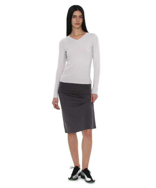 PARTIMENTO WOMEN(パルティメントウィメン)の「PWC Vネックベビー長袖Tシャツ_ライトグレー(Tシャツ/カットソー・レディース・その他・MEDIUM/LARGE/SMALL)」の5枚目の写真