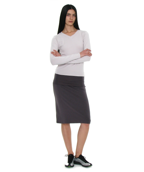 PARTIMENTO WOMEN(パルティメントウィメン)の「PWC Vネックベビー長袖Tシャツ_ライトグレー(Tシャツ/カットソー・レディース・その他・MEDIUM/LARGE/SMALL)」の6枚目の写真