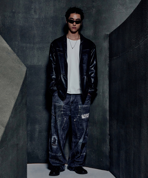 NOMANUAL(NOMANUAL)の「PRINTED DOUBLE KNEE PANTS - BLACK(デニムパンツ・レディース・その他・MEDIUM/LARGE/X-LARGE)」の3枚目の写真
