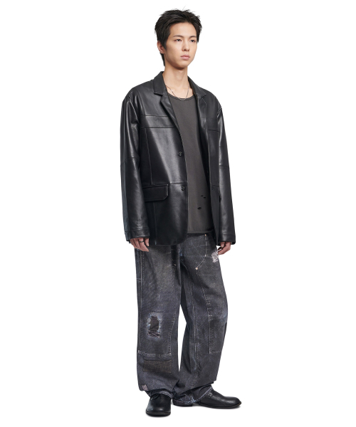 NOMANUAL(NOMANUAL)の「PRINTED DOUBLE KNEE PANTS - BLACK(デニムパンツ・レディース・その他・MEDIUM/LARGE/X-LARGE)」の4枚目の写真