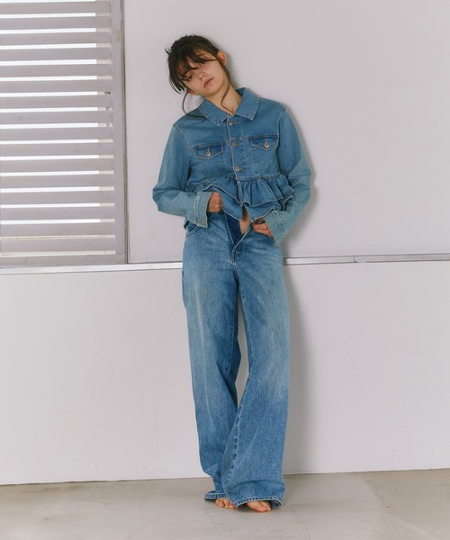 セール】【mieya mieya】mieya frill denim JK /フリルデニム