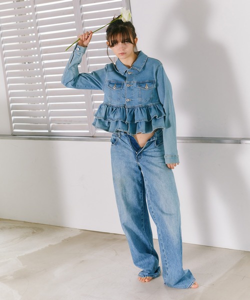 セール】【mieya mieya】mieya frill denim JK /フリルデニム