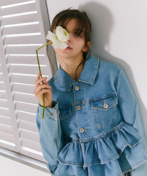 セール】【mieya mieya】mieya frill denim JK /フリルデニム