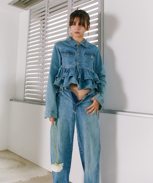 セール】【mieya mieya】mieya frill denim JK /フリルデニム