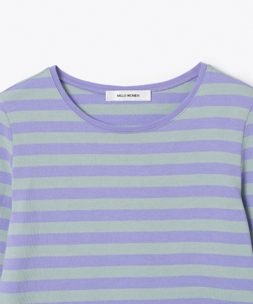 MILLO WOMEN（ミロウーマン）の「ストライプウォーマーTシャツ[パープル]（Tシャツ/カットソー・レディース・その他・FREE）」の3枚目の写真
