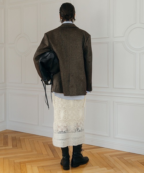 CREDONA(クレドナ)の「CROCHET CAMI/クロシェキャミ(ワンピース・レディース・チャコールグレー/アイボリー・FREE)」の5枚目の写真