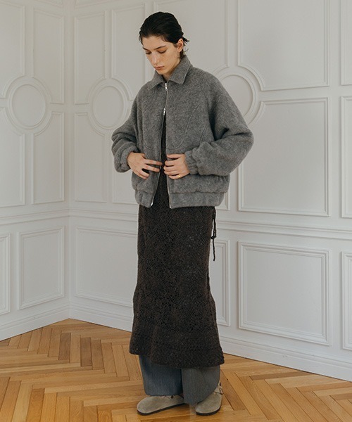 CREDONA(クレドナ)の「CROCHET CAMI/クロシェキャミ(ワンピース・レディース・チャコールグレー/アイボリー・FREE)」の8枚目の写真