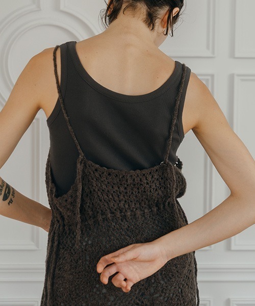 CREDONA(クレドナ)の「CROCHET CAMI/クロシェキャミ(ワンピース・レディース・チャコールグレー/アイボリー・FREE)」の10枚目の写真