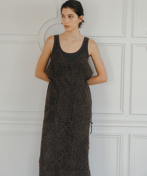 CREDONA(クレドナ)の「CROCHET CAMI/クロシェキャミ(ワンピース・レディース・チャコールグレー/アイボリー・FREE)」の14枚目の写真