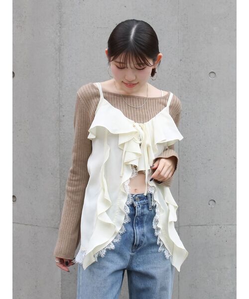 Ungrid（アングリッド）の「フィブツイルフリルキャミ（キャミソール・レディース・ブラック/オフホワイト/イエロー・FREE）」の16枚目の写真