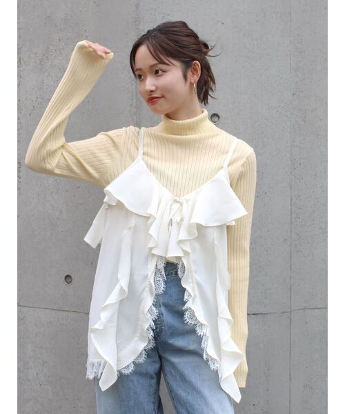 Ungrid（アングリッド）の「フィブツイルフリルキャミ（キャミソール・レディース・ブラック/オフホワイト/イエロー・FREE）」の22枚目の写真