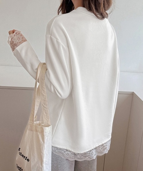 ONEP STAR(ワンピスター)の「裾レースラウンドネックカットソー(Tシャツ/カットソー・レディース・ブラック/ホワイト・MEDIUM/LARGE/X-LARGE)」の6枚目の写真