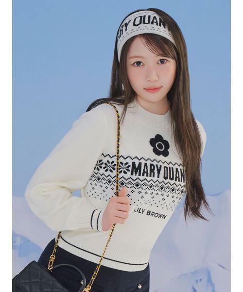 LILY BROWN×MARY QUANT】ジャガードロゴニットトップス（ニット