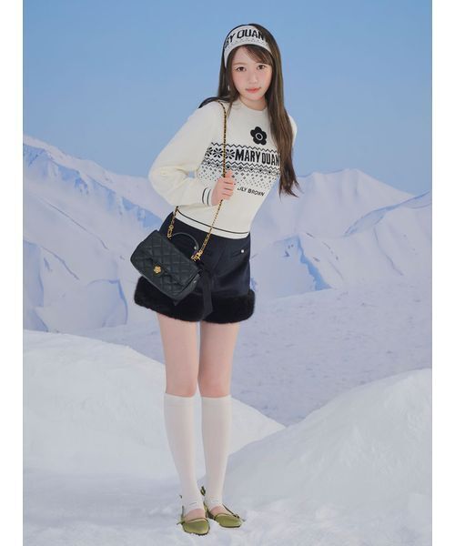 LILY BROWN（リリーブラウン）の「【LILY BROWN×MARY QUANT】ジャガードロゴニットトップス（ニット/セーター・レディース・ネイビー/ブルー/ホワイト・F）」の11枚目の写真