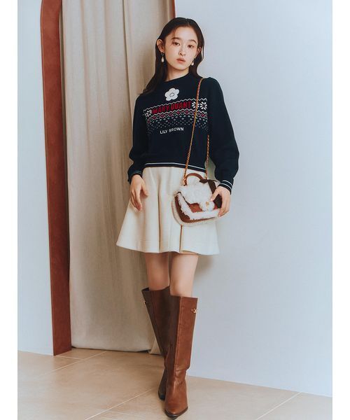 LILY BROWN×MARY QUANT】ジャガードロゴニットトップス（ニット