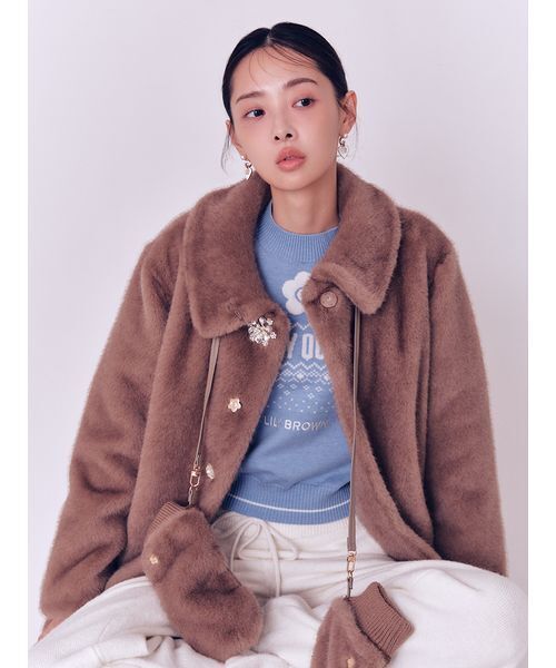 LILY BROWN（リリーブラウン）の「【LILY BROWN×MARY QUANT】ジャガードロゴニットトップス（ニット/セーター・レディース・ネイビー/ブルー/ホワイト・F）」の16枚目の写真