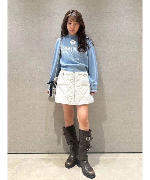 LILY BROWN（リリーブラウン）の「【LILY BROWN×MARY QUANT】ジャガードロゴニットトップス（ニット/セーター・レディース・ネイビー/ブルー/ホワイト・F）」の21枚目の写真