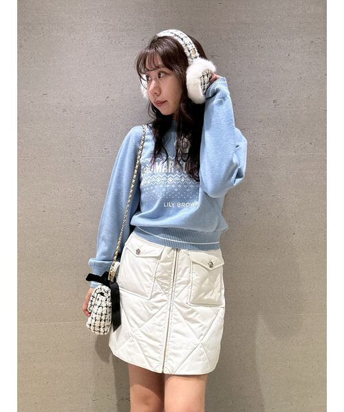 LILY BROWN（リリーブラウン）の「【LILY BROWN×MARY QUANT】ジャガードロゴニットトップス（ニット/セーター・レディース・ネイビー/ブルー/ホワイト・F）」の22枚目の写真