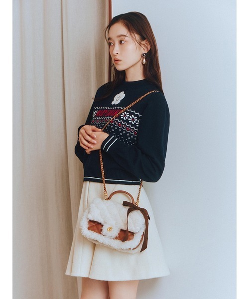 LILY BROWN×MARY QUANT】ジャガードロゴニットトップス（ニット