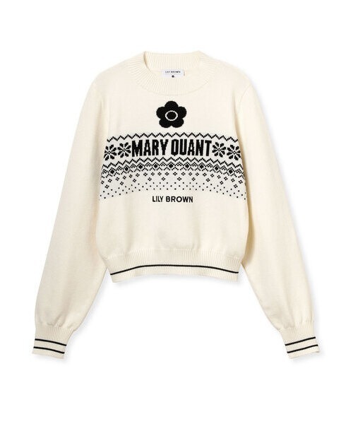 LILY BROWN（リリーブラウン）の「【LILY BROWN×MARY QUANT】ジャガードロゴニットトップス（ニット/セーター・レディース・ネイビー/ブルー/ホワイト・F）」の5枚目の写真