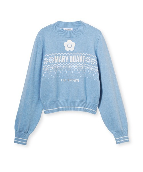 LILY BROWN（リリーブラウン）の「【LILY BROWN×MARY QUANT】ジャガードロゴニットトップス（ニット/セーター・レディース・ネイビー/ブルー/ホワイト・F）」の8枚目の写真