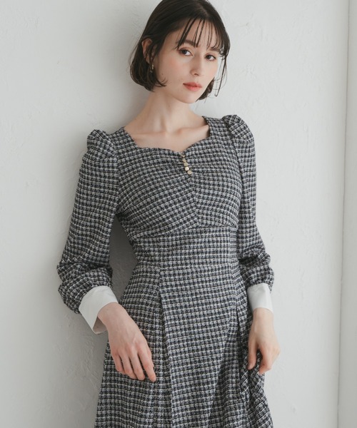 セール】2025秋冬新作 カットジャガードフレアワンピース（ワンピース