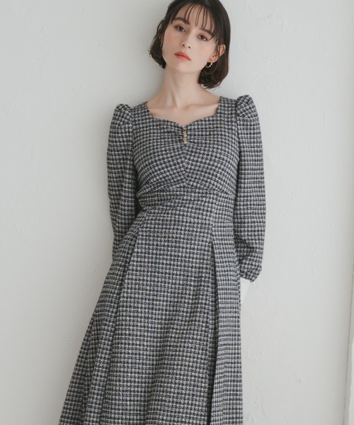 31 Sons de mode（トランテアン　ソン　ドゥ　モード）の「2025秋冬新作 カットジャガードフレアワンピース（ワンピース・レディース・ブルー/ブラック/ベージュ・S/M）」の6枚目の写真