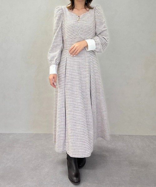 31 Sons de mode（トランテアン　ソン　ドゥ　モード）の「2025秋冬新作 カットジャガードフレアワンピース（ワンピース・レディース・ブルー/ブラック/ベージュ・S/M）」の8枚目の写真