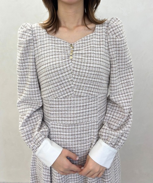 31 Sons de mode（トランテアン　ソン　ドゥ　モード）の「2025秋冬新作 カットジャガードフレアワンピース（ワンピース・レディース・ブルー/ブラック/ベージュ・S/M）」の9枚目の写真