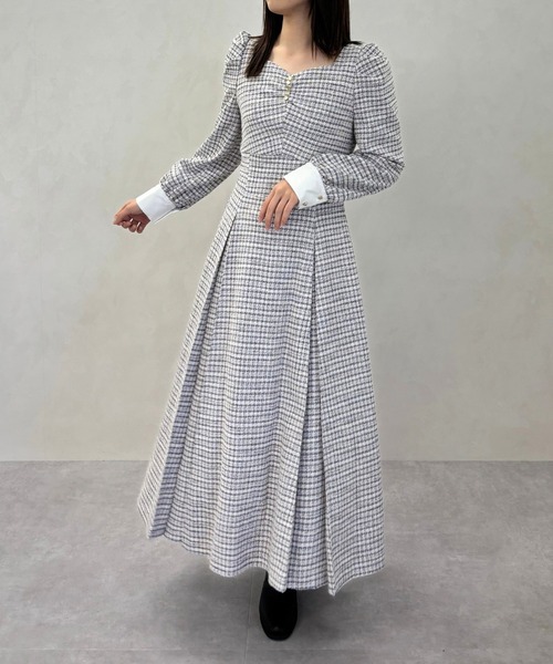 31 Sons de mode（トランテアン　ソン　ドゥ　モード）の「2025秋冬新作 カットジャガードフレアワンピース（ワンピース・レディース・ブルー/ブラック/ベージュ・S/M）」の10枚目の写真