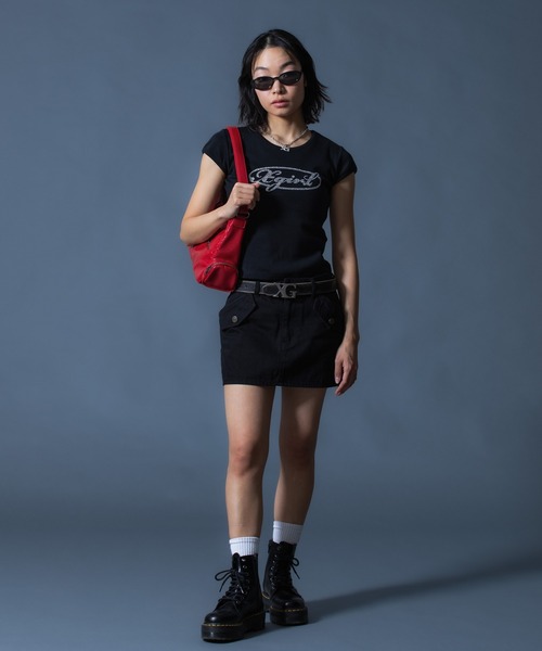 x-girl EMBLEM BELT XG着用モデル　完売品 XG EMBLEM CLASP FAUX LEATHER BELT（ベルト）｜X-girl（エックス
