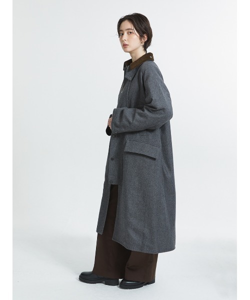 Barbour（バブアー）の「【SNOWDON / スノードン】"JAPAN LIMITED" ウール ロング コート（ステンカラーコート・メンズ・グレー・36/38/34/40）」の2枚目の写真