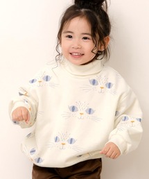 MAKE YOUR DAY | キャッツアイ裏起毛総柄トレーナー■80～140cm(スウェット)