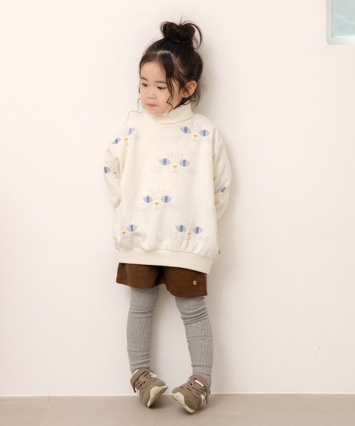 MAKE YOUR DAY（メイクユアデイ）の「キャッツアイ裏起毛総柄トレーナー■80～140cm（スウェット・キッズ・ブラック/アイボリー・80/90/100/110/120/130/140）」の7枚目の写真