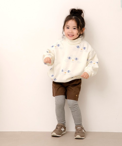 MAKE YOUR DAY（メイクユアデイ）の「キャッツアイ裏起毛総柄トレーナー■80～140cm（スウェット・キッズ・ブラック/アイボリー・80/90/100/110/120/130/140）」の9枚目の写真