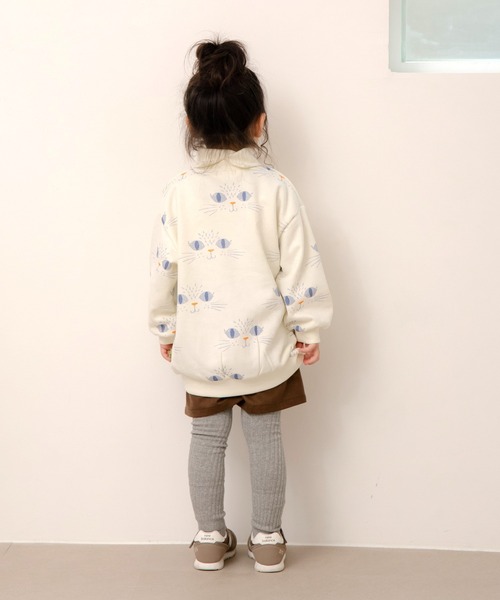 MAKE YOUR DAY（メイクユアデイ）の「キャッツアイ裏起毛総柄トレーナー■80～140cm（スウェット・キッズ・ブラック/アイボリー・80/90/100/110/120/130/140）」の10枚目の写真