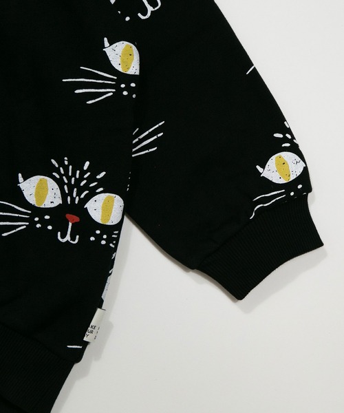 MAKE YOUR DAY（メイクユアデイ）の「キャッツアイ裏起毛総柄トレーナー■80～140cm（スウェット・キッズ・ブラック/アイボリー・80/90/100/110/120/130/140）」の14枚目の写真