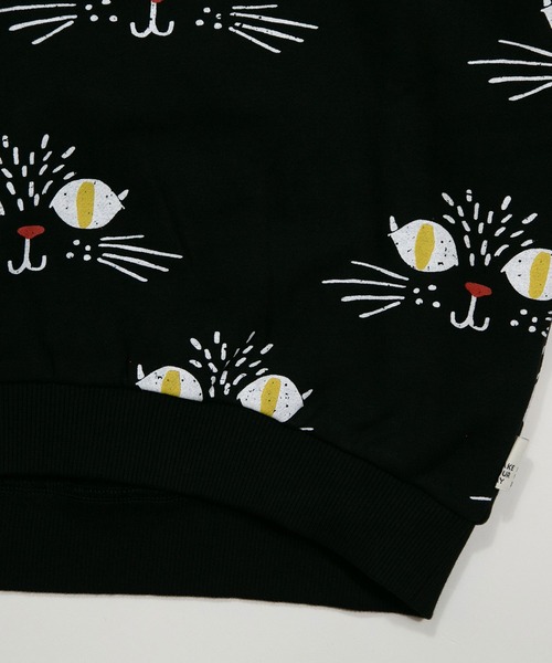 MAKE YOUR DAY（メイクユアデイ）の「キャッツアイ裏起毛総柄トレーナー■80～140cm（スウェット・キッズ・ブラック/アイボリー・80/90/100/110/120/130/140）」の15枚目の写真