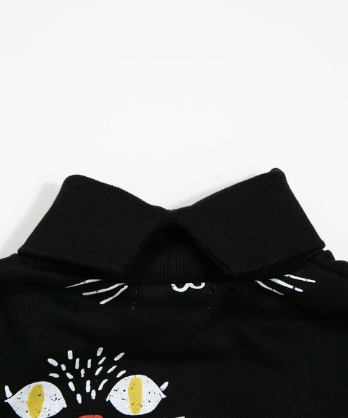 MAKE YOUR DAY（メイクユアデイ）の「キャッツアイ裏起毛総柄トレーナー■80～140cm（スウェット・キッズ・ブラック/アイボリー・80/90/100/110/120/130/140）」の17枚目の写真